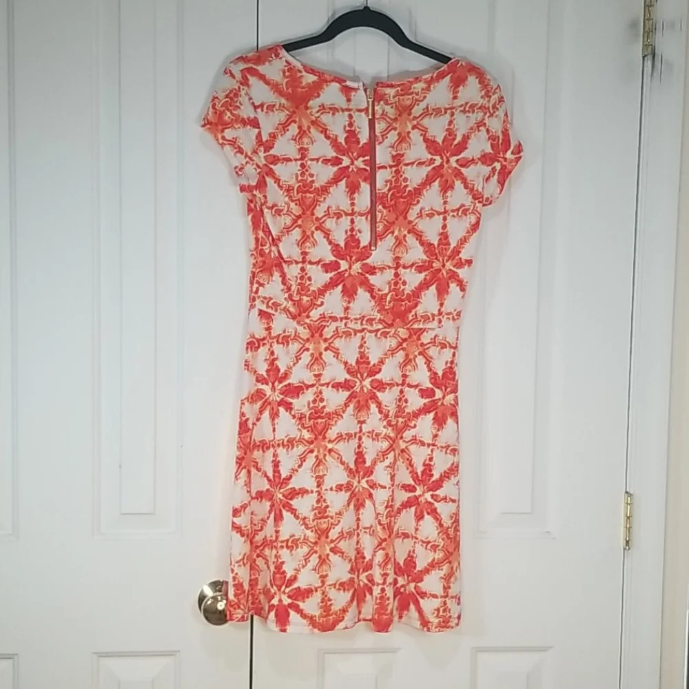 Michael kors white and orange print dress small
